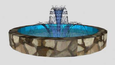 花式砖砌喷泉SU模型下载_sketchup草图大师SKP模型