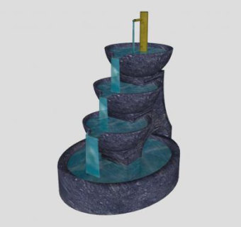 园林小品紫砂喷泉SU模型下载_sketchup草图大师SKP模型