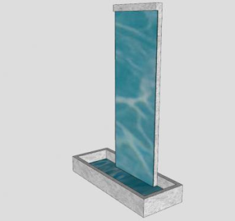现代水幕墙喷泉SU模型下载_sketchup草图大师SKP模型