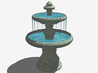 欧式庭院喷泉SU模型下载_sketchup草图大师SKP模型
