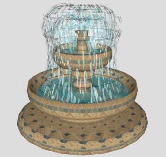 花园陶瓷喷泉SU模型下载_sketchup草图大师SKP模型