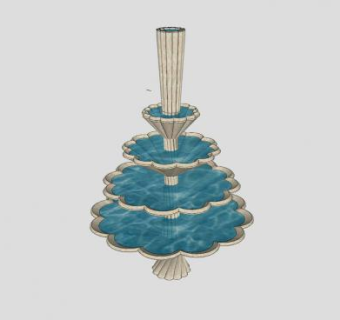 欧式庭院花边叠层喷泉SU模型下载_sketchup草图大师SKP模型