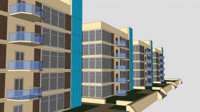 公寓楼高层建筑小区SU模型下载_sketchup草图大师SKP模型