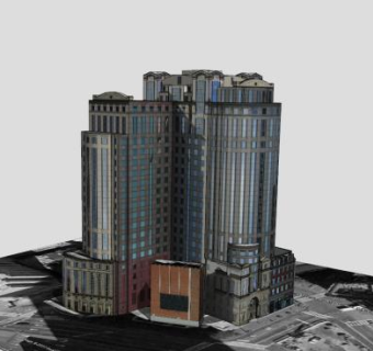 夏天街商业高层建筑SU模型下载_sketchup草图大师SKP模型