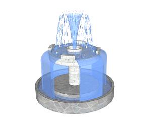 现代石造喷泉SU模型下载_sketchup草图大师SKP模型
