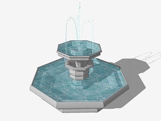 欧式<em>八</em>边石造喷泉SU模型下载_sketchup草图大师SKP模型