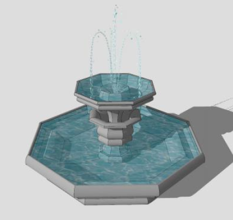 欧式八边石造喷泉SU模型下载_sketchup草图大师SKP模型