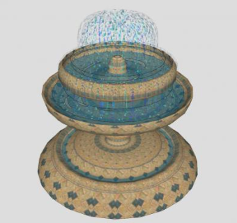 欧式花样石造喷泉SU模型下载_sketchup草图大师SKP模型