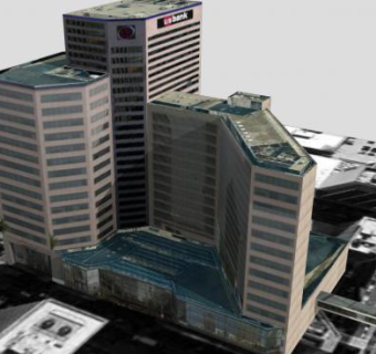 美国银行办公大厦SU模型下载_sketchup草图大师SKP模型