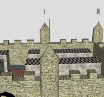 古建筑中世纪城堡SU模型下载_sketchup草图大师SKP模型