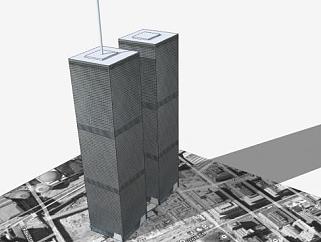 世贸中心高楼大厦SU模型下载_sketchup草图大师SKP模型