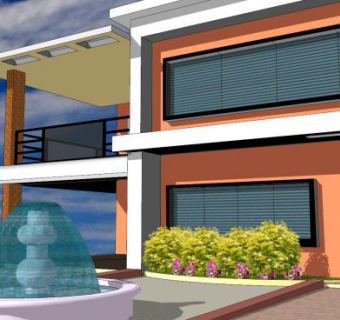 现代两层住宅建筑SU模型下载_sketchup草图大师SKP模型