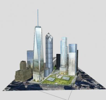 新世界贸易中心办公建筑SU模型下载_sketchup草图大师SKP模型