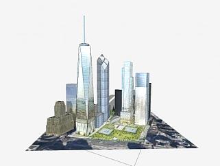 新世界贸易中心办公建筑SU模型下载_sketchup草图大师SKP模型