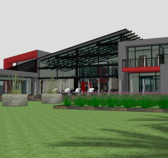 现代豪华住宅建筑SU模型下载_sketchup草图大师SKP模型