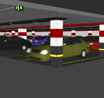 停车场大楼建筑SU模型下载_sketchup草图大师SKP模型