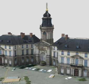 雷恩市办公建筑政厅SU模型下载_sketchup草图大师SKP模型