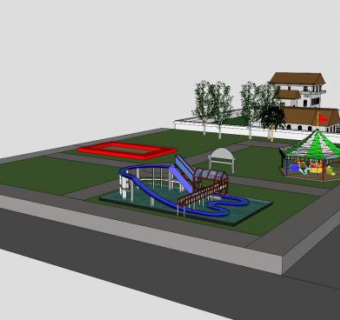 克罗斯游乐公园建筑SU模型下载_sketchup草图大师SKP模型
