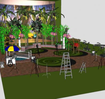 游乐园设施装饰设计SU模型下载_sketchup草图大师SKP模型