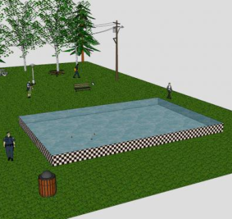 艾伦泳池公园SU模型下载_sketchup草图大师SKP模型