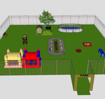 简易儿童游乐公园设施建筑SU模型下载_sketchup草图大师SKP模型