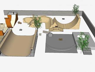 滑板公园设施建筑SU模型下载_sketchup草图大师SKP模型
