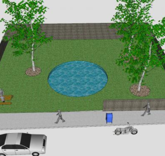 现代小型公园场地SU模型下载_sketchup草图大师SKP模型