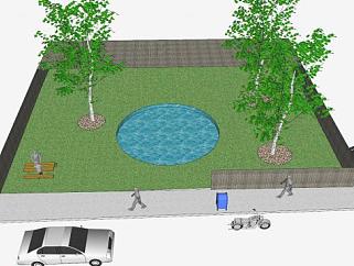 现代小型公园场地SU模型下载_sketchup草图大师SKP模型