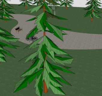 森林公园观景场地SU模型下载_sketchup草图大师SKP模型