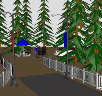 户外公园露天咖啡厅SU模型下载_sketchup草图大师SKP模型