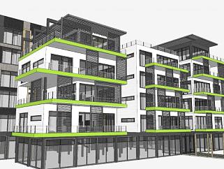 公寓建筑住宅小区SU模型下载_sketchup草图大师SKP模型