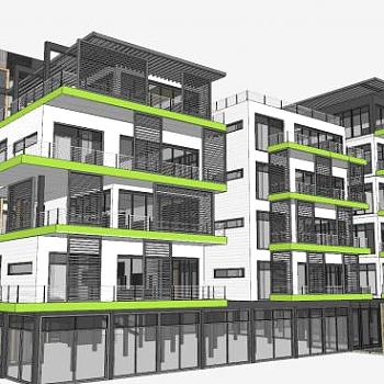 公寓建筑住宅小区SU模型下载_sketchup草图大师SKP模型