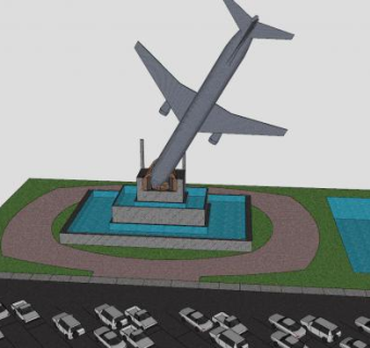 科技观景飞机模型公园SU模型下载_sketchup草图大师SKP模型
