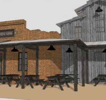 主街主题公园建筑SU模型下载_sketchup草图大师SKP模型