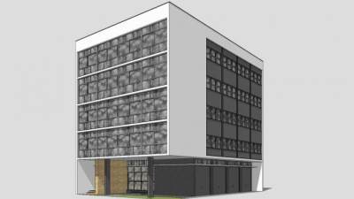 现代公寓楼小区建筑SU模型下载_sketchup草图大师SKP模型