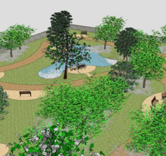 生态景观公园SU模型下载_sketchup草图大师SKP模型