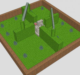 方形公园篱笆墙SU模型下载_sketchup草图大师SKP模型