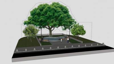 城市观景小公园SU模型下载_sketchup草图大师SKP模型