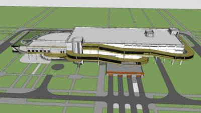 现代人文建筑停车区SU模型下载_sketchup草图大师SKP模型