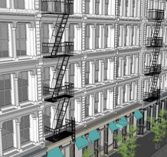 纽约苏荷区商业街SU模型下载_sketchup草图大师SKP模型