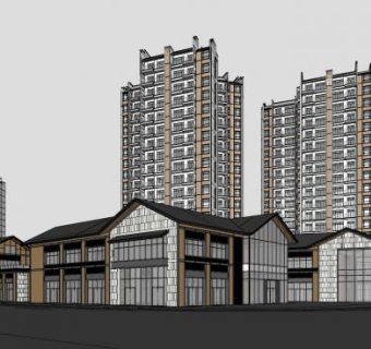 惠州合景商业建筑SU模型下载_sketchup草图大师SKP模型