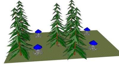 植被休憩公园SU模型下载_sketchup草图大师SKP模型