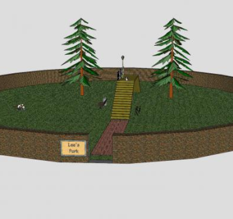圆形户外公园SU模型下载_sketchup草图大师SKP模型