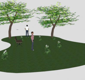 小型观花观景公园SU模型下载_sketchup草图大师SKP模型