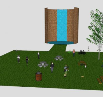 现代绿地公园SU模型下载_sketchup草图大师SKP模型