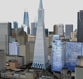 旧金山诚市建筑SU模型下载_sketchup草图大师SKP模型