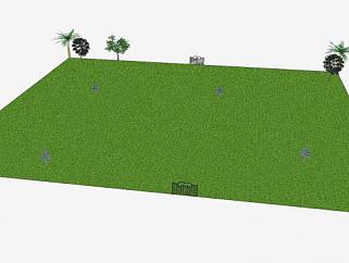 大型绿地公园SU模型下载_sketchup草图大师SKP模型