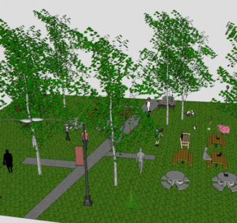 户外野餐绿地公园SU模型下载_sketchup草图大师SKP模型