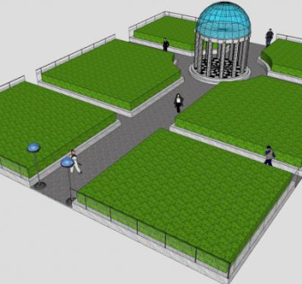 现代生态凉亭公园SU模型下载_sketchup草图大师SKP模型