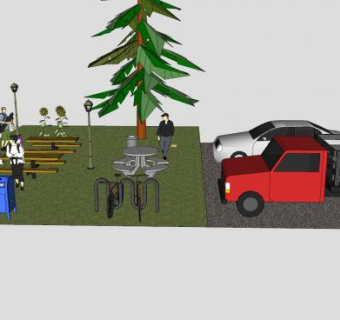 小型城市公园SU模型下载_sketchup草图大师SKP模型